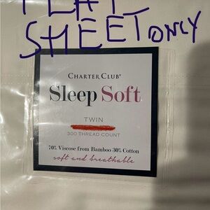 TWIN FLAT SHEET ONLY-Charter Club Cream 300 TC soft & breathable